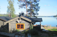 Log huizen in Loviken.
