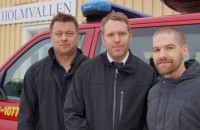 Thomas Åslin and Erik Hedlund from Medelpads Rescue Association and Niklas Wikholm, voluntary project reinforced neighbor. (Photo: Swedens radio, Urban Björstadius)